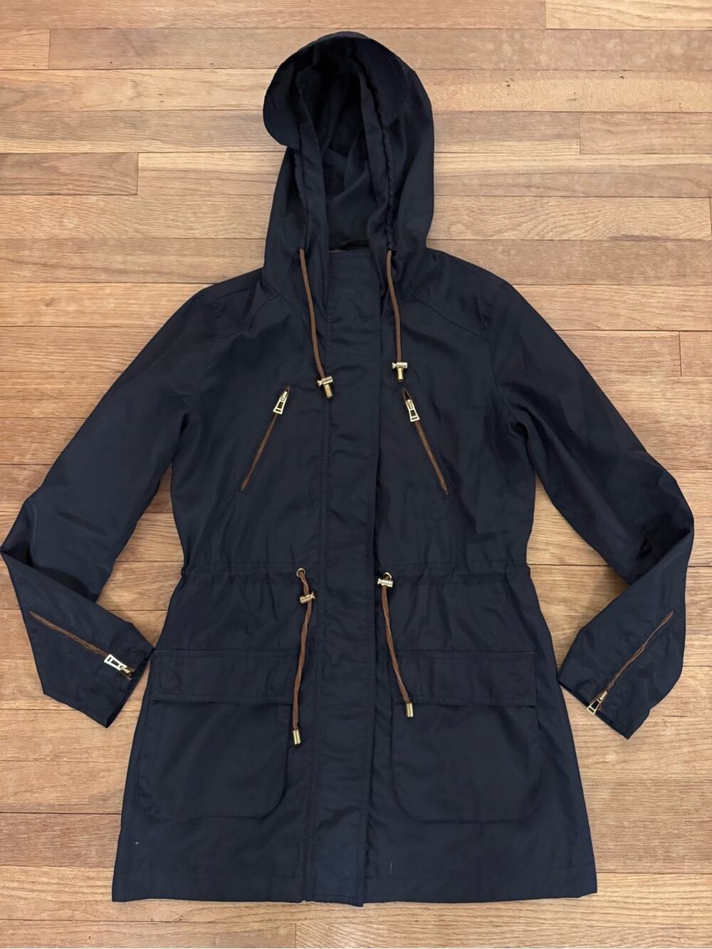 Zara Basic Women's Dark Navy Blue Hooded Parka Jacket - Size XS
 b20